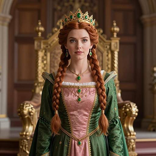 Medieval Queen in Opulent Throne Room