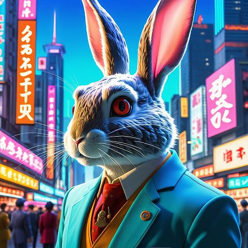 Vibrant Retro Rabbit Portrait in 4K Vibrant Retro Rabbit Portrait in 4K