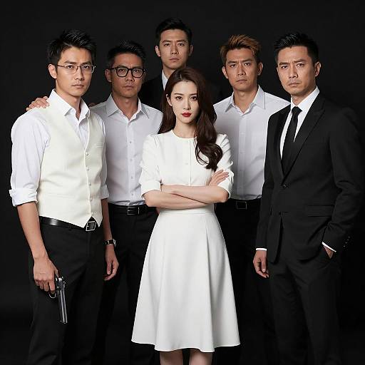 Intense Group Portrait on Black Background