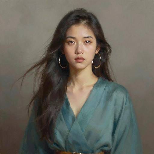 Portrait of Young Woman with Hoop Earrings