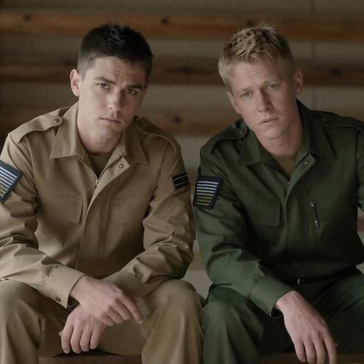 Intense Military Discussion Between Two Men