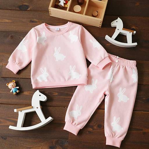 Cozy Pink Bunny Kids Outfit Photo