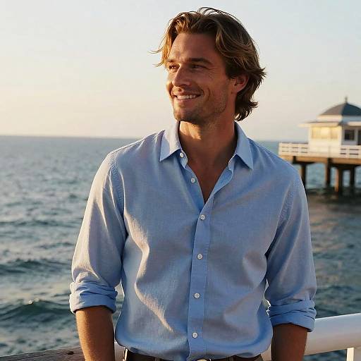 Sunset Pier Portrait of Man