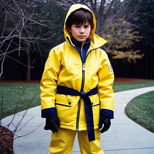 Boy in Morton Salt Costume Outdoors