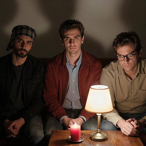 Men in a Dimly Lit Room Scene