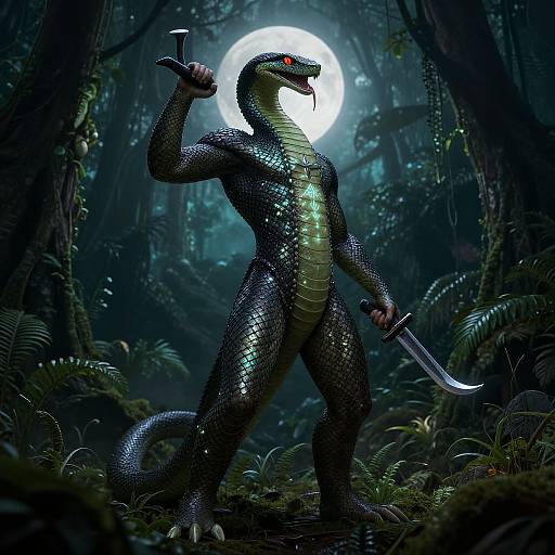 Mystical Snake Man in Jungle