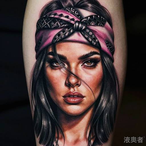 Realistic Woman Portrait Tattoo Design