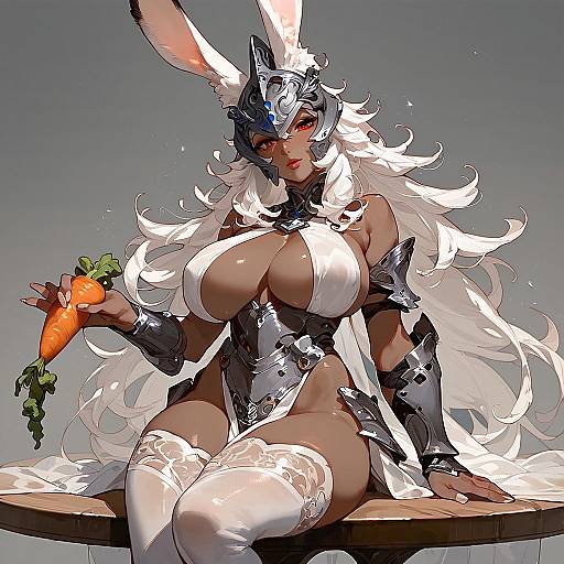 Dark Skinned Viera Girl with Carrot