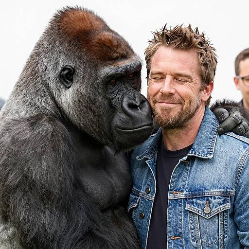 Smiling Moment: Man and Gorilla Together