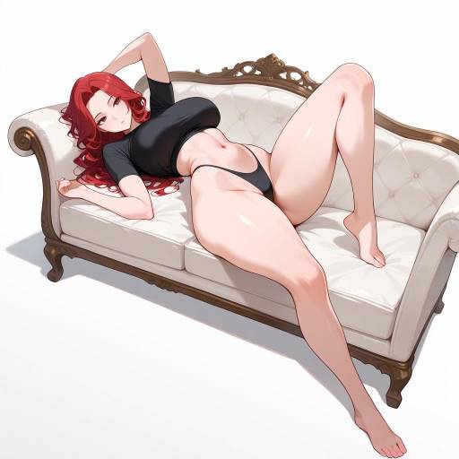 Alluring Lady Relaxing on Chaise Longue Alluring Lady Relaxing on Chaise Longue