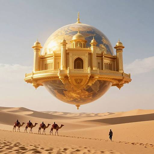 Golden Palace Floating Over Desert