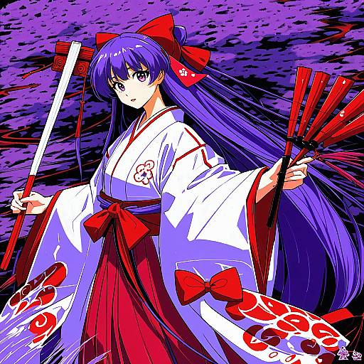 Illustration of Hakurei reimu (pc-98), touhou in the style of Beudelb