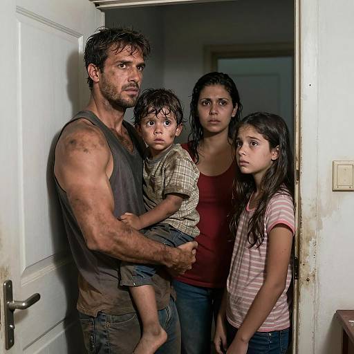 Emotional Group Portrait in a Doorway