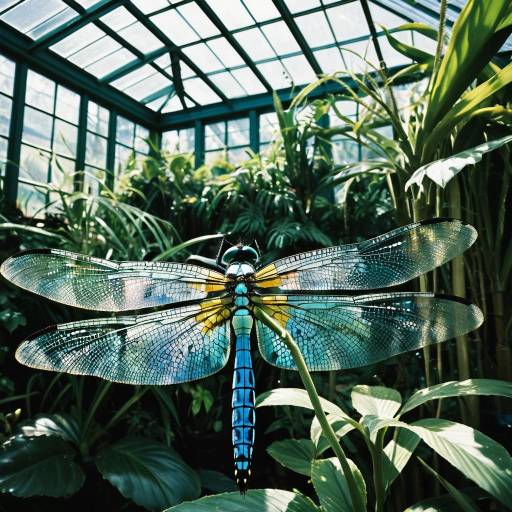 Giant Dragonfly in Sunlit Conservatory