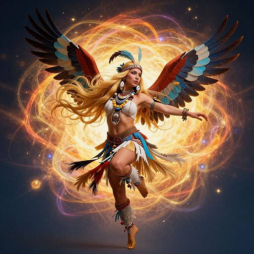 Quirky Dancing Eagle Woman Illustration