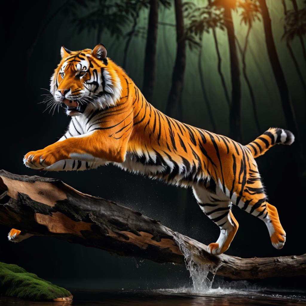 Dynamic Action Shot of a Tiger