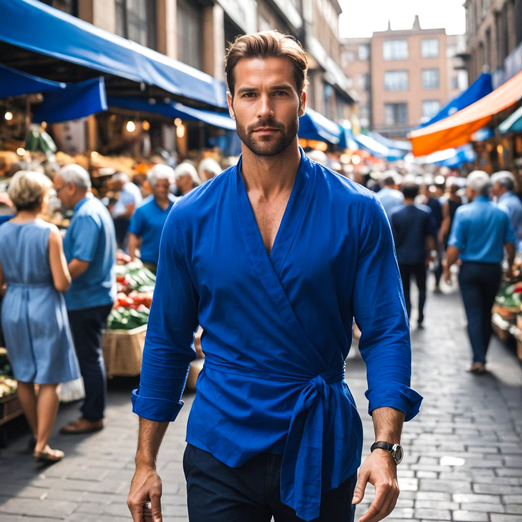 Confident Man in Cobalt Blue Attire