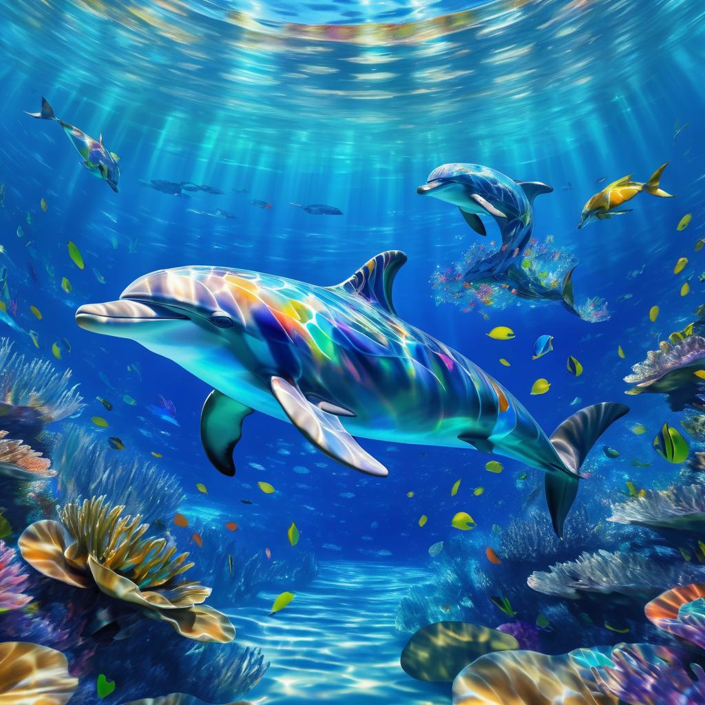 Playful Dolphin in an Underwater Fantasy