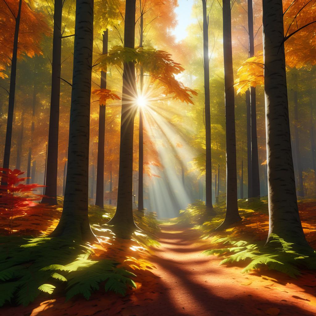 Vibrant Autumn Forest Photorealistic Render