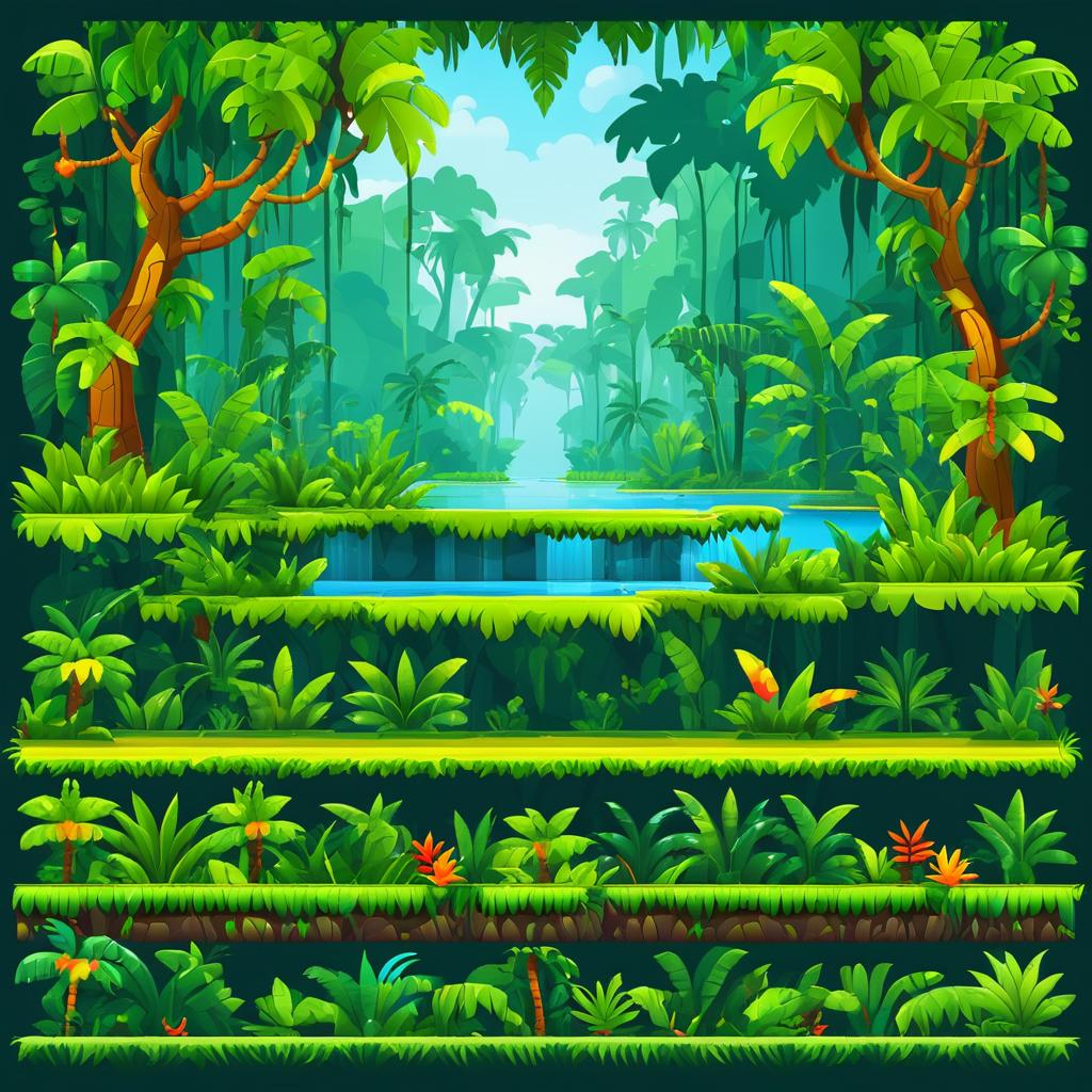 Vibrant Amazon Rainforest Sprite Sheet