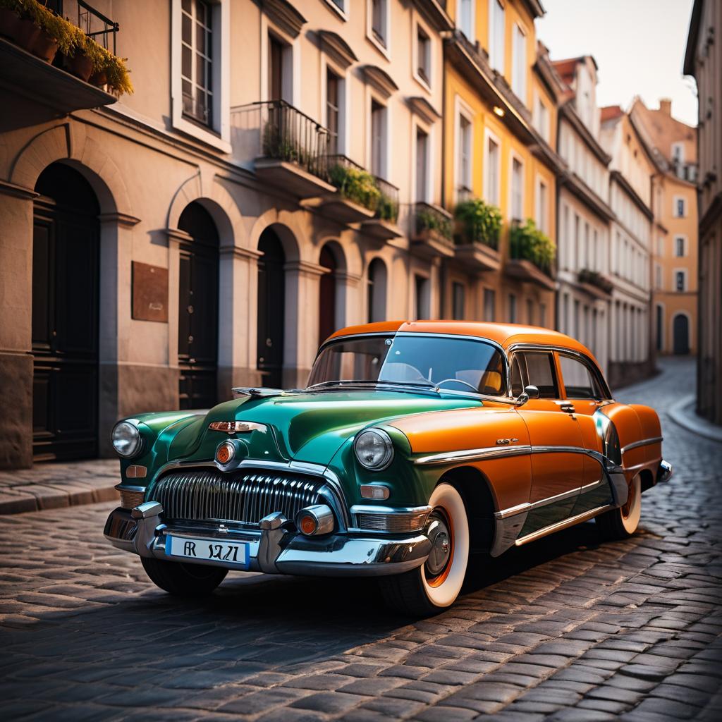 Hyperrealistic Vintage Car in Urban Setting