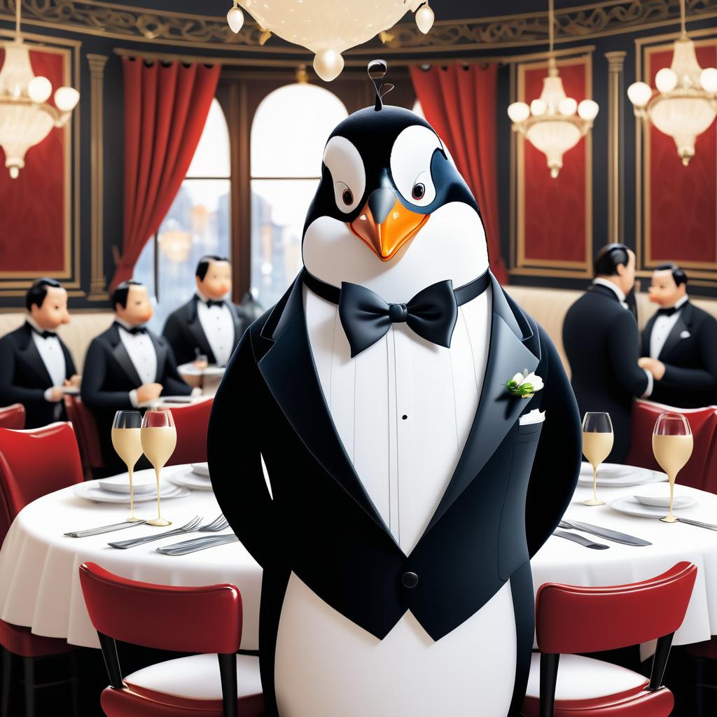 Penguin in Tuxedo Dining Delight