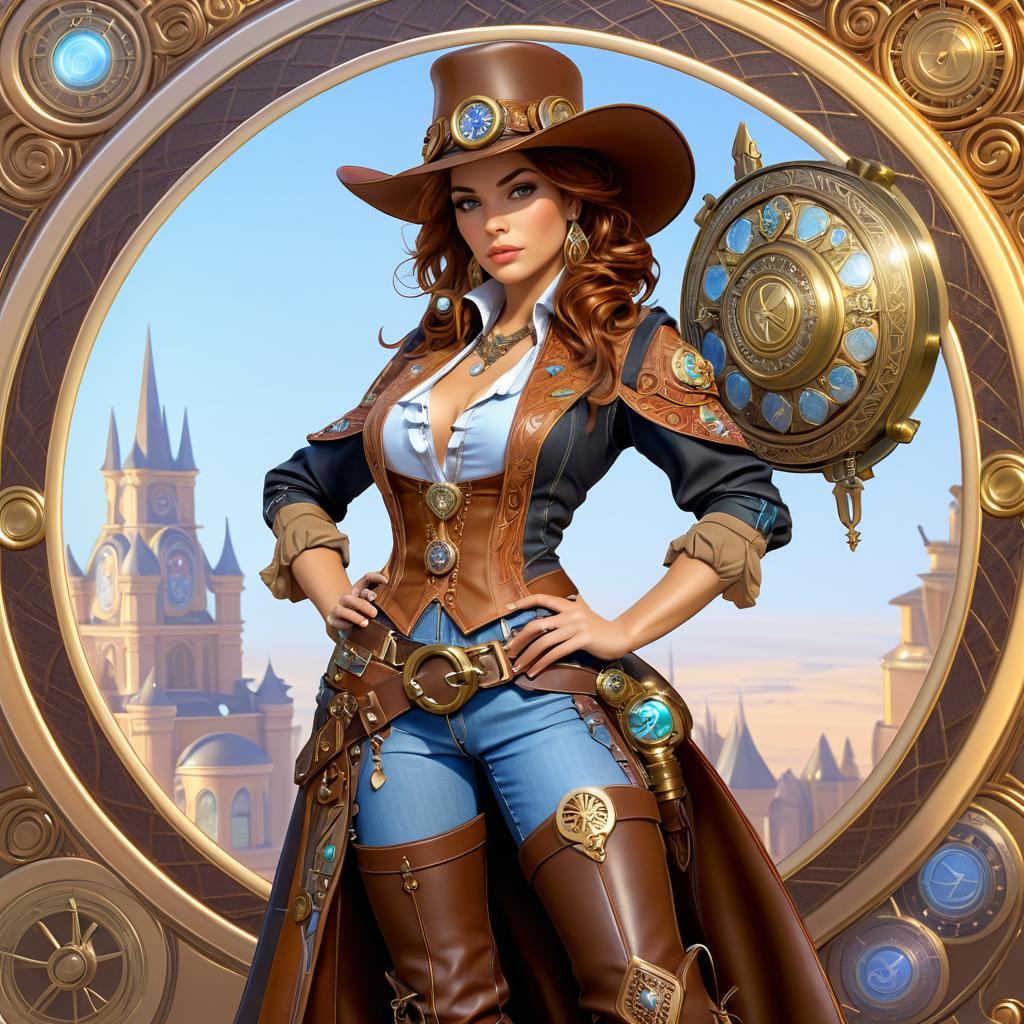 Elegant Steampunk Cowgirl Digital Art