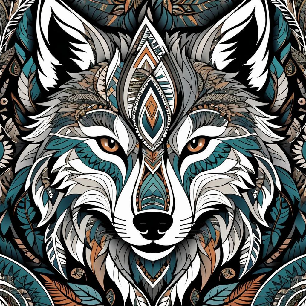 Tribal Fierce Wolf with Nature Aesthetics