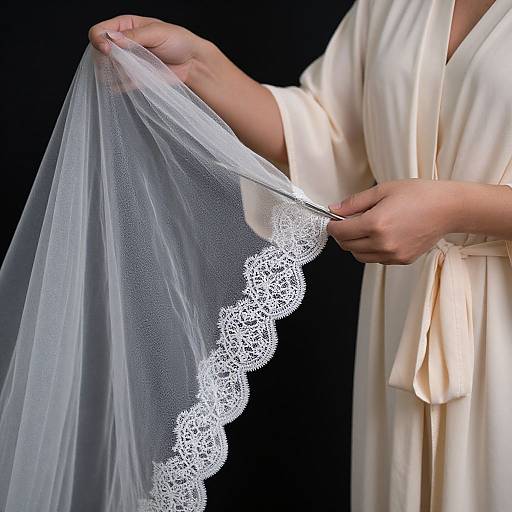 Elegant Hands Adjusting Lace Veil
