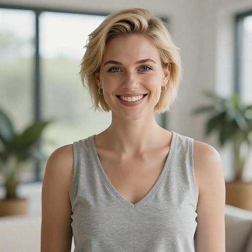 Smiling Blonde Woman Indoor Portrait