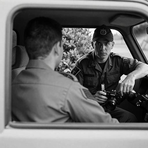 Black-and-White Truck Photo of Two Men