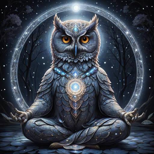 Majestic Owl Guru in Moonlit Meditation Majestic Owl Guru in Moonlit Meditation