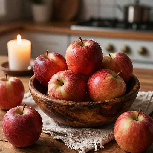 Rustic Cozy Kitchen with Red Apples