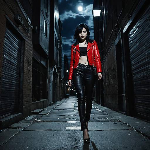 Emo Girl Walking in Alley at Night