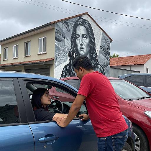 Urban Scene with Man and Mural