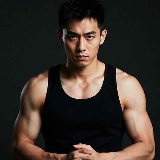 Intense Portrait of a Muscular Man