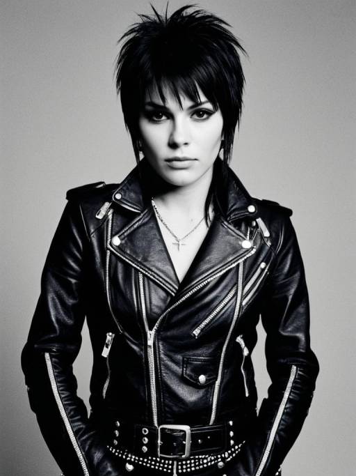 Portrait of Woman in Joan Jett Inspired Outfit