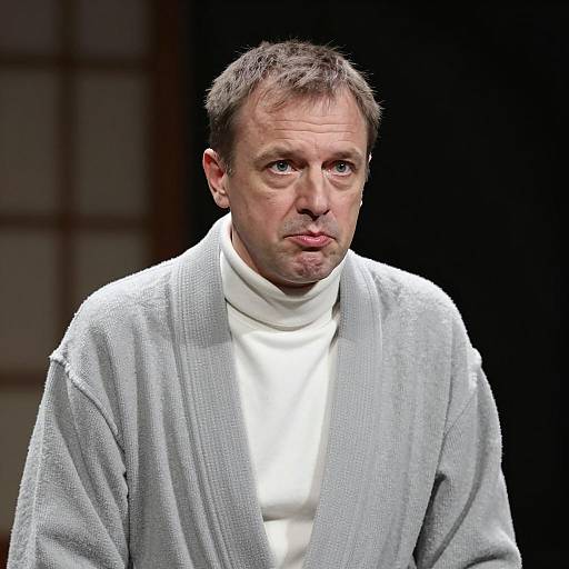 Middle-Aged Man in White Turtleneck