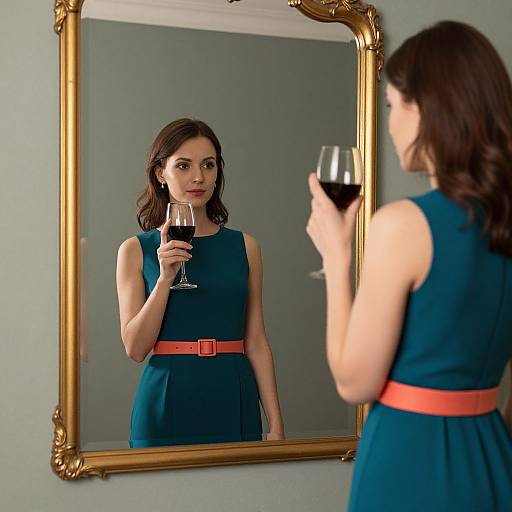 Elegant Woman by Gold-Framed Mirror