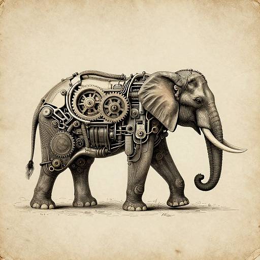 Mechanical Elephant Drawing