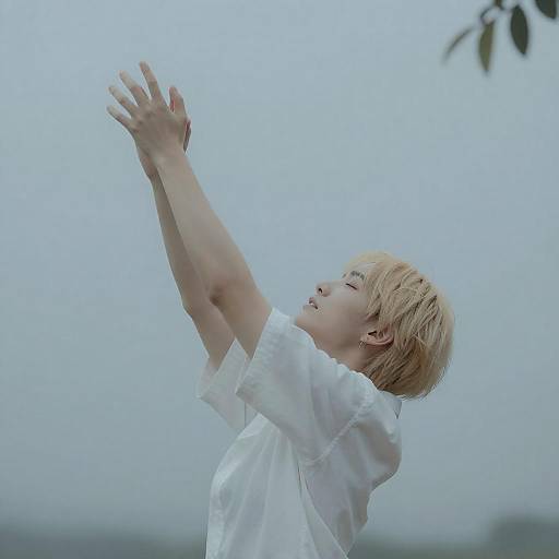 Serene Young Blonde in Misty Sky