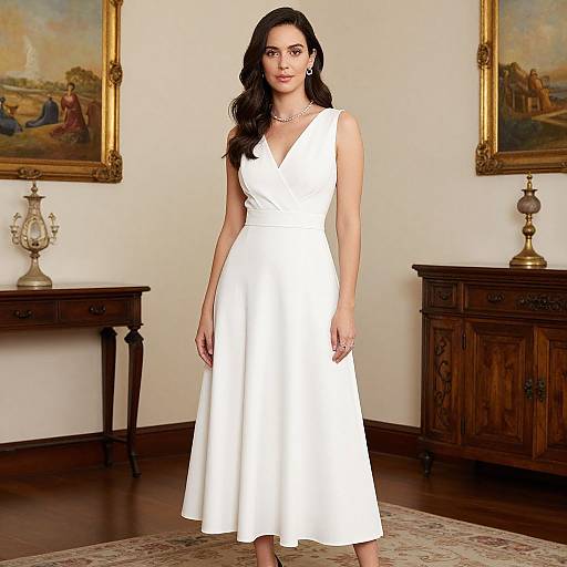 Woman in Elegant White Lotus Dress