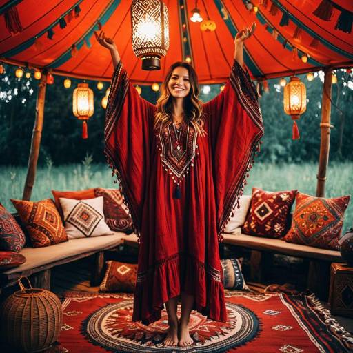 Confident Woman in Bohemian Tent