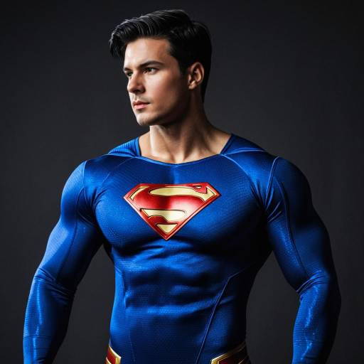 Muscular Man in Blue Superman Bodysuit