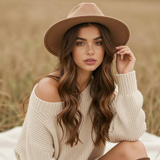Young Woman in Sweater and Hat