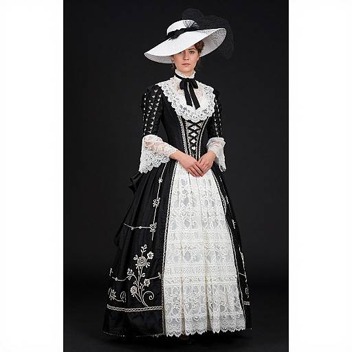 Elegant Victorian Woman in Bustle Dress