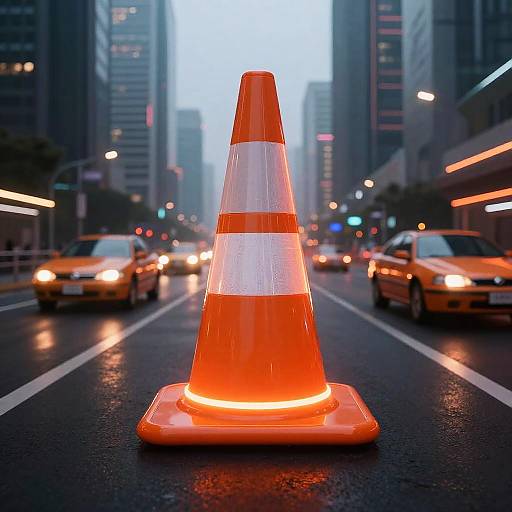 Cyberpunk Neon Traffic Cone Scene