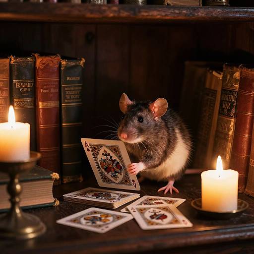 Victorian Rats Playing Cards Indoors