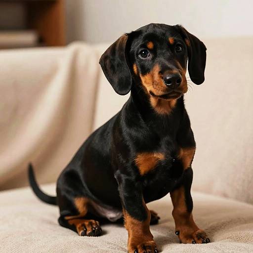 Playful Doberman-Dachshund Puppy Close-Up