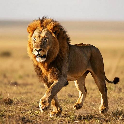 Epic Lion Running at Golden Hour